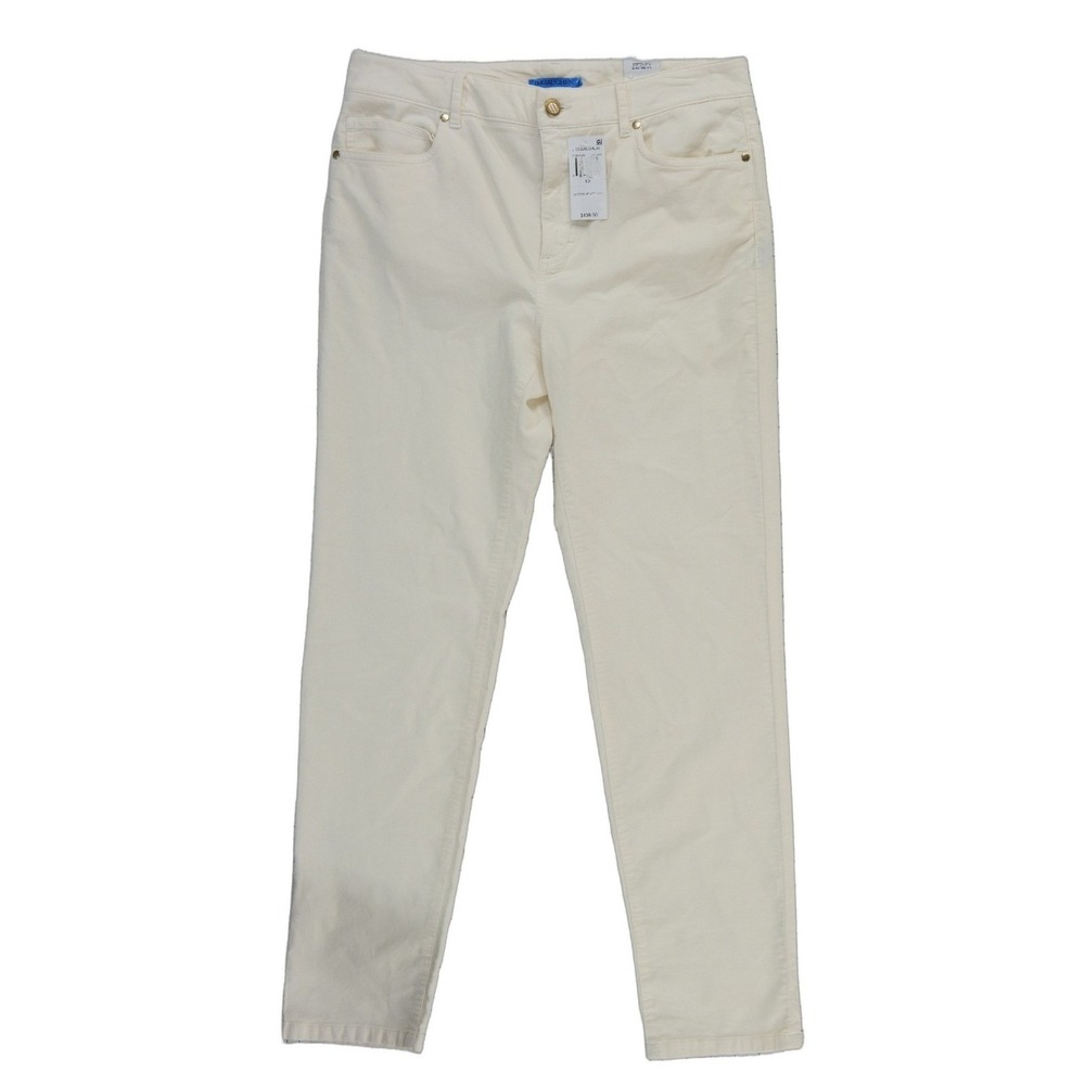 NEW J.McLaughlin Watson Velvet Jeans Womens Size 10 Egret Cream Slim Leg Classic